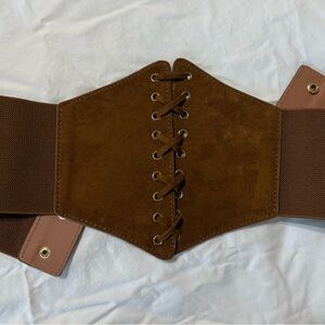 Brown Lace-Up Corset Belt